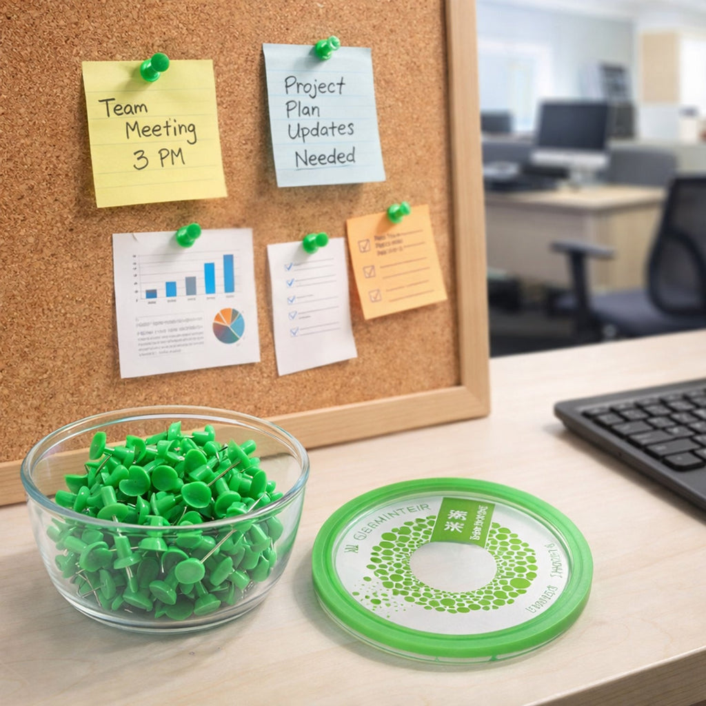 Push pin set neatly arranged for office and classroom use