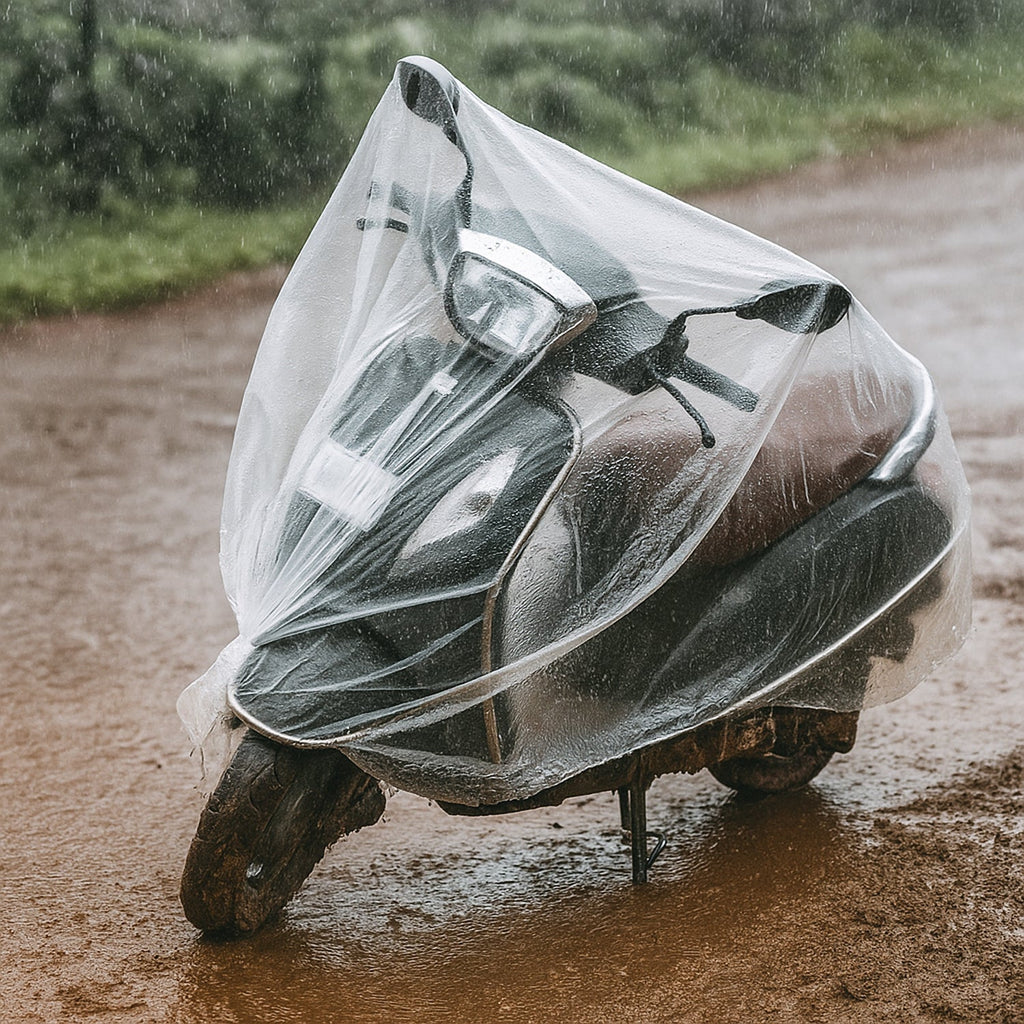 Transparent rain shield plastic cover for scooter protection