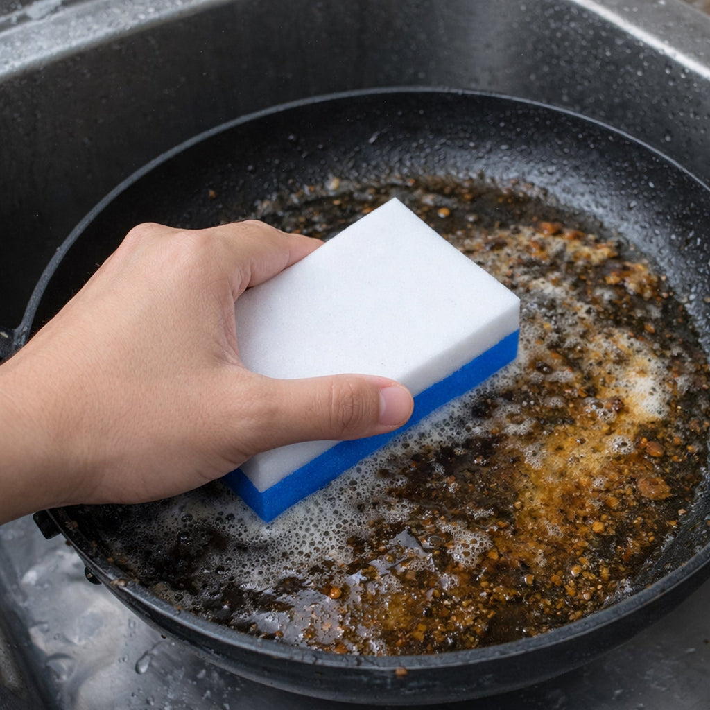 Multipurpose cleaning sponge eraser pad suitable for utensils and surfaces