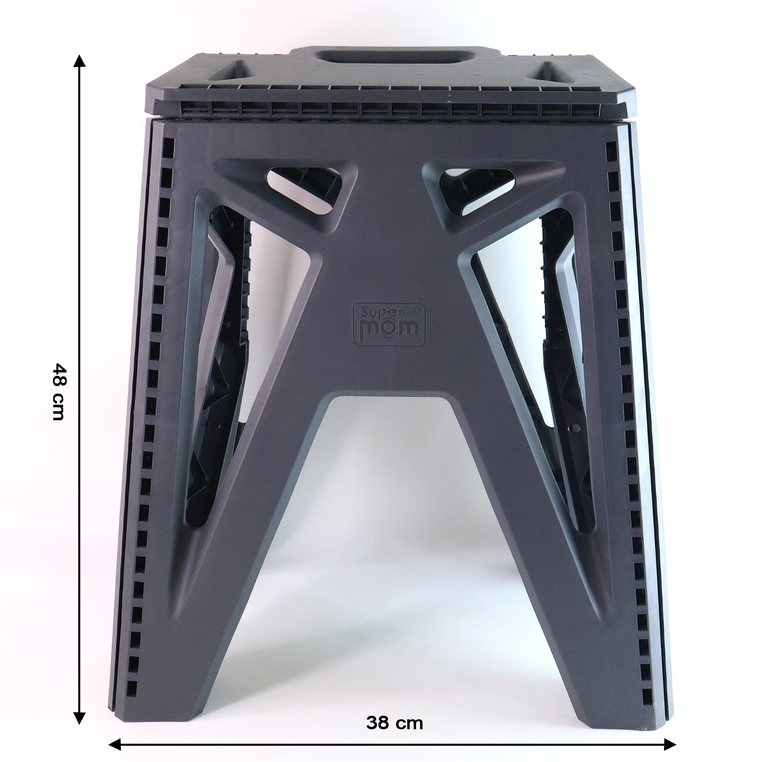 Supermom folding stool folded flat for compact storage