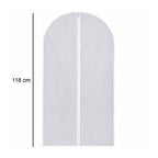 Dimensions of suit cover showing 118 cm size for long garments.