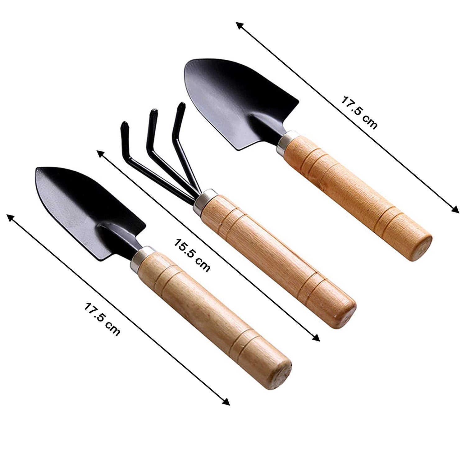 Wooden handles of gardening tools kit for comfortable grip