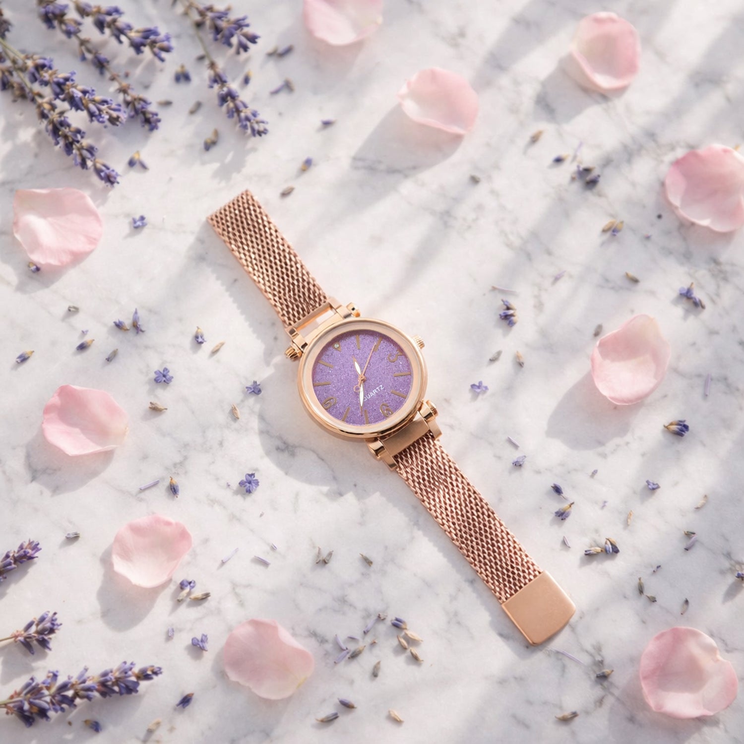Side view of stylish lightweight ladies wrist watch strap