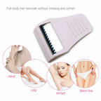Body and bikini razor featuring an ergonomic handle for comfortable, controlled use.