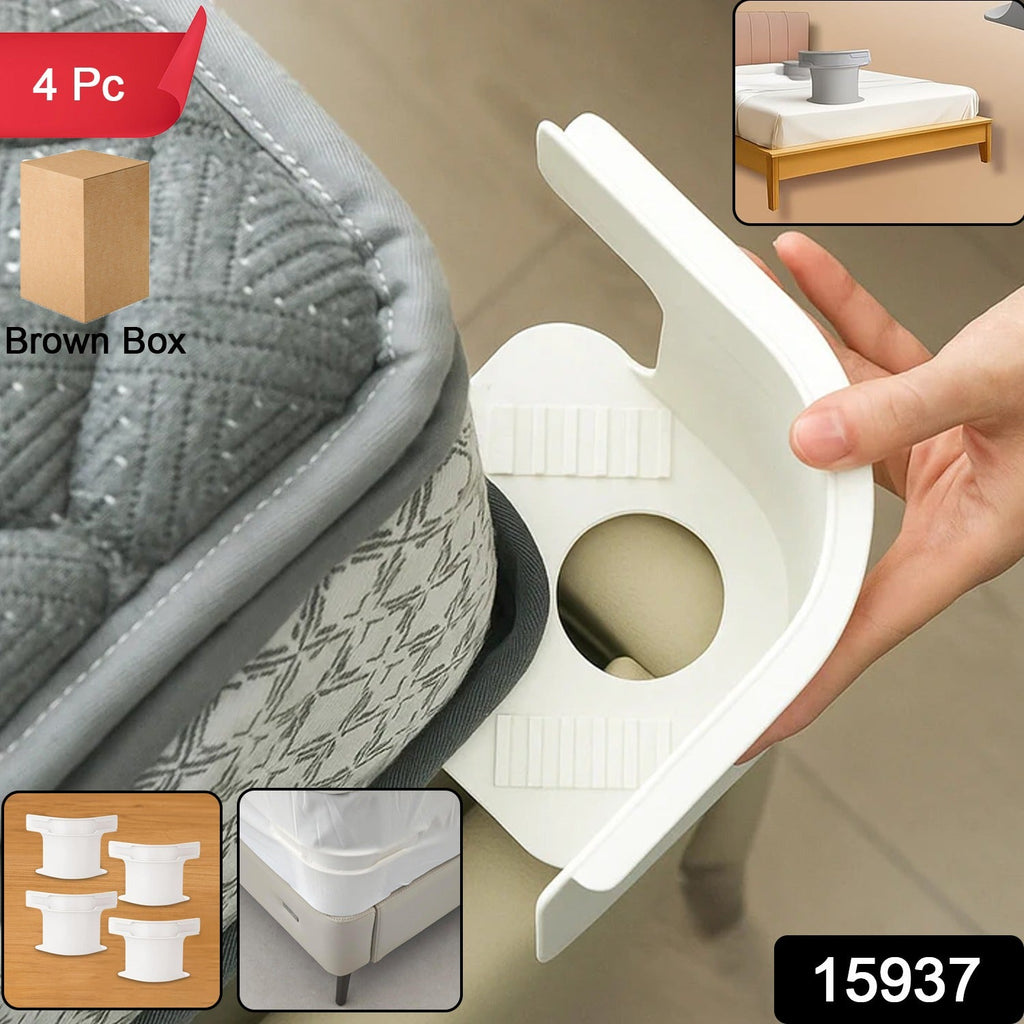 4-piece set of plastic mattress sheet clips for tight and neat bed sheets