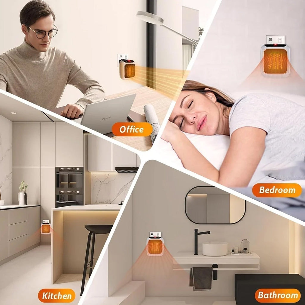 Portable 600W energy-efficient wall-mounted heater suitable for office use