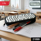 Pencil pouch showing zipper and fabric texture