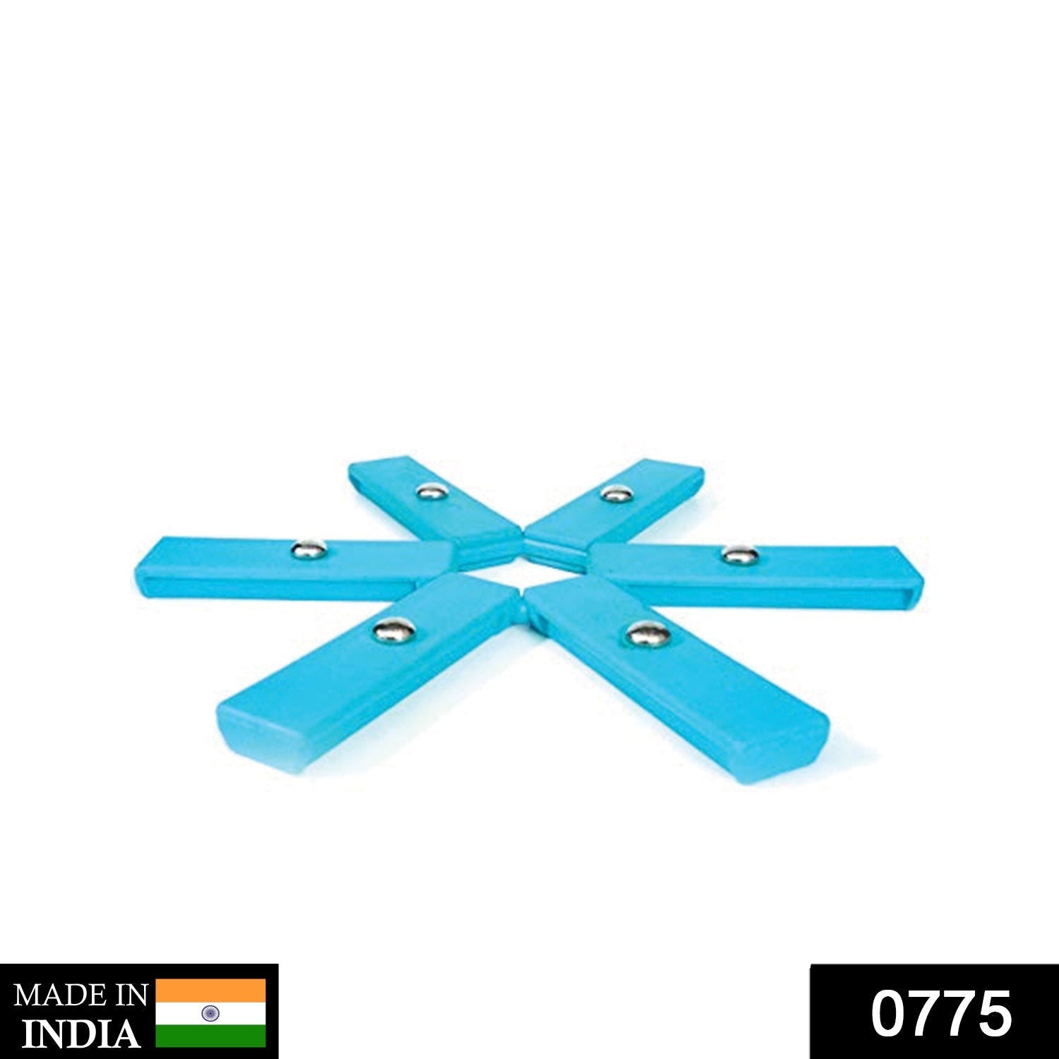 Versatile foldable hotmat in use as a non-slip trivet for a pan.