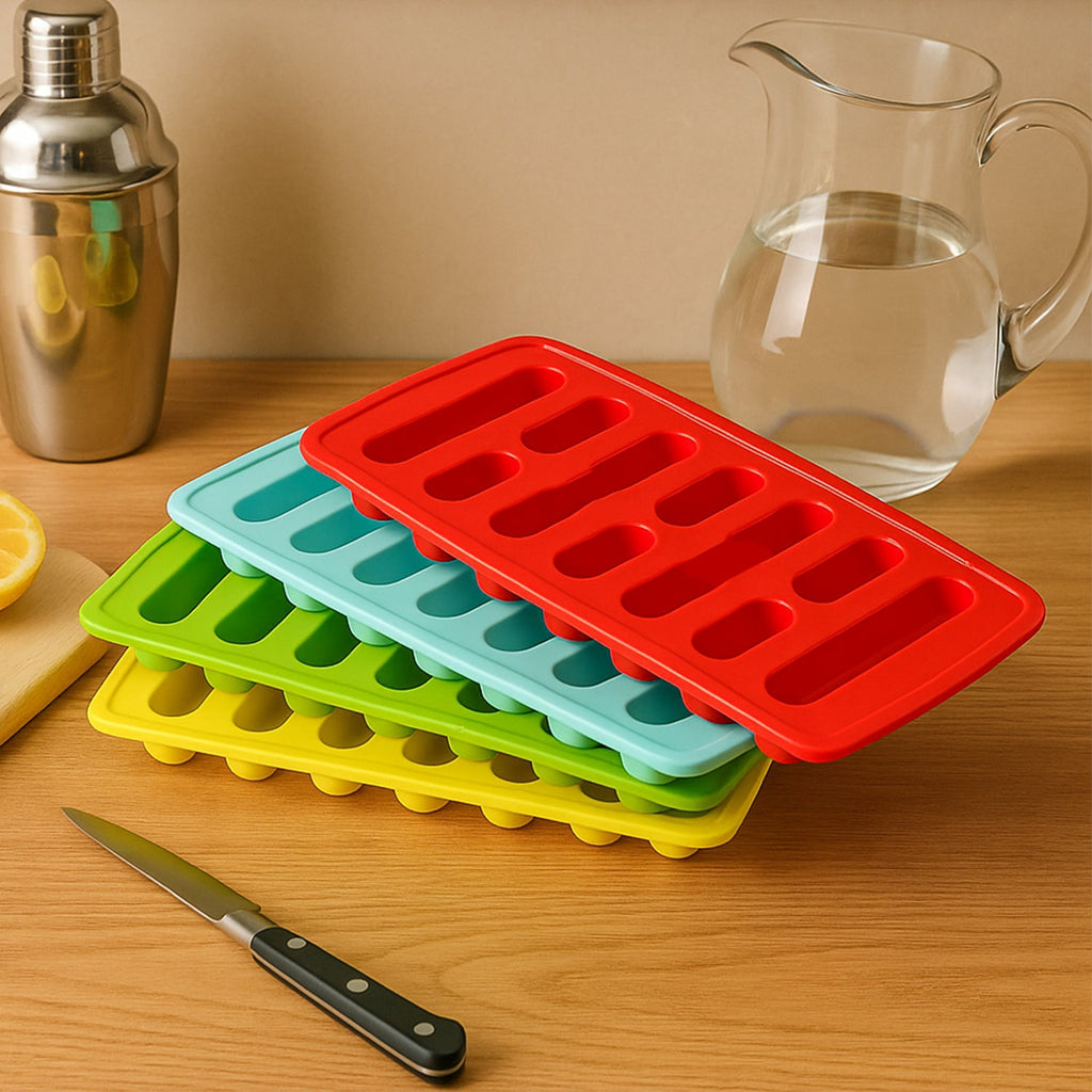 Elegant 4-piece fancy ice tray set with clear plastic trays