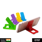Foldable mobile phone stand designed for easy carrying and stable support.