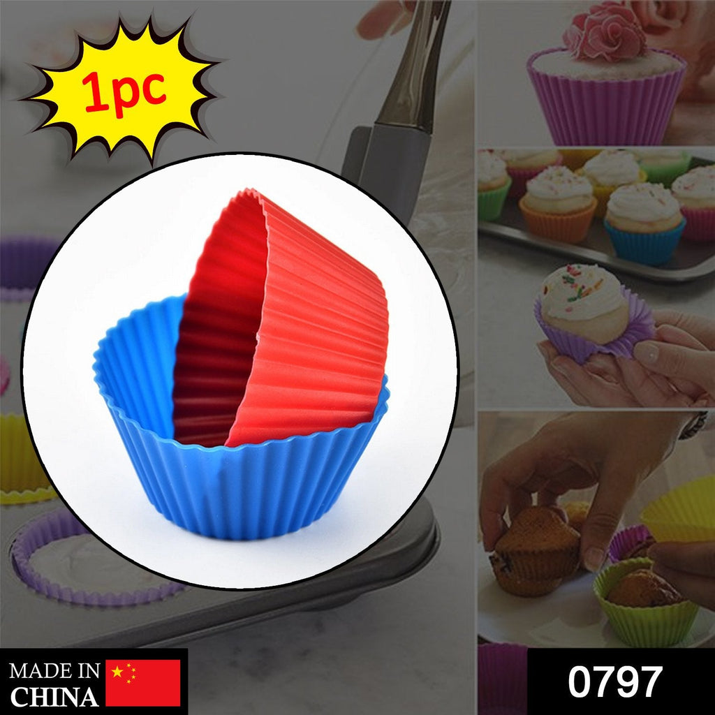 Silicone cupcake mould releasing a perfectly baked muffin with ease.