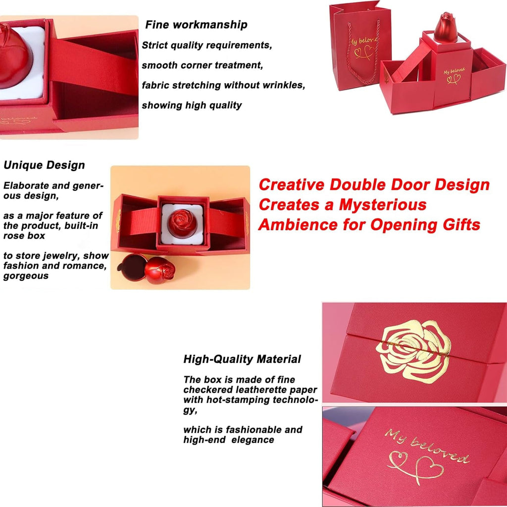 Red rose ring box jewellery showcasing elegant design and functionality