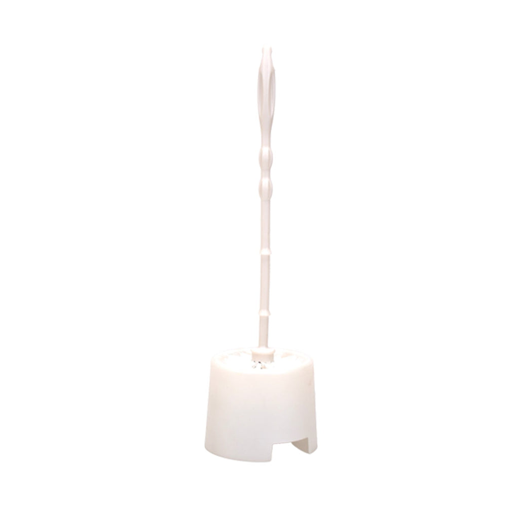 Ergonomic Pro Clean toilet cleaning brush securely placed in its potted holder.