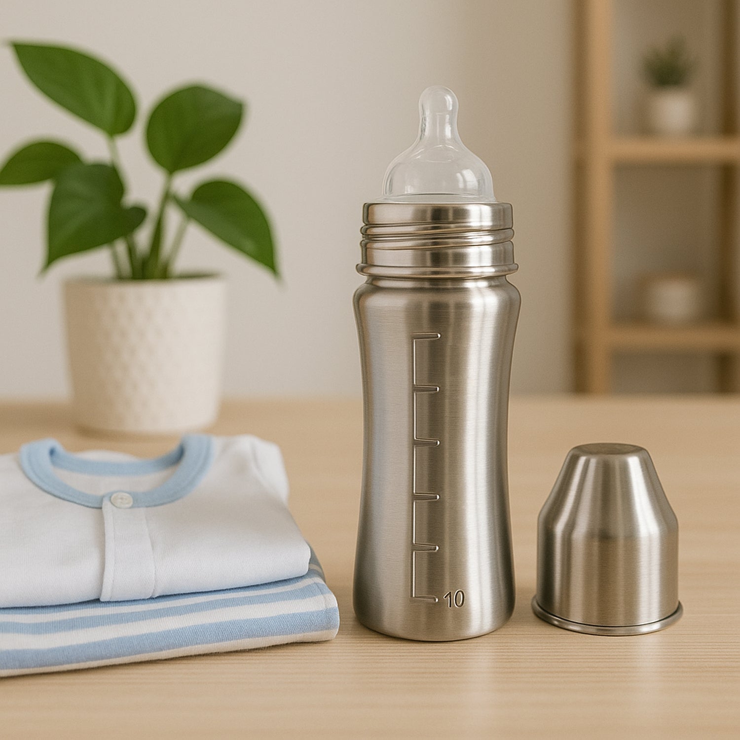 Ganesh milk bottle crafted from SS-304 stainless steel, ensuring durability.