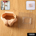 Close-up of mop and broom holder clip securely holding mop handle