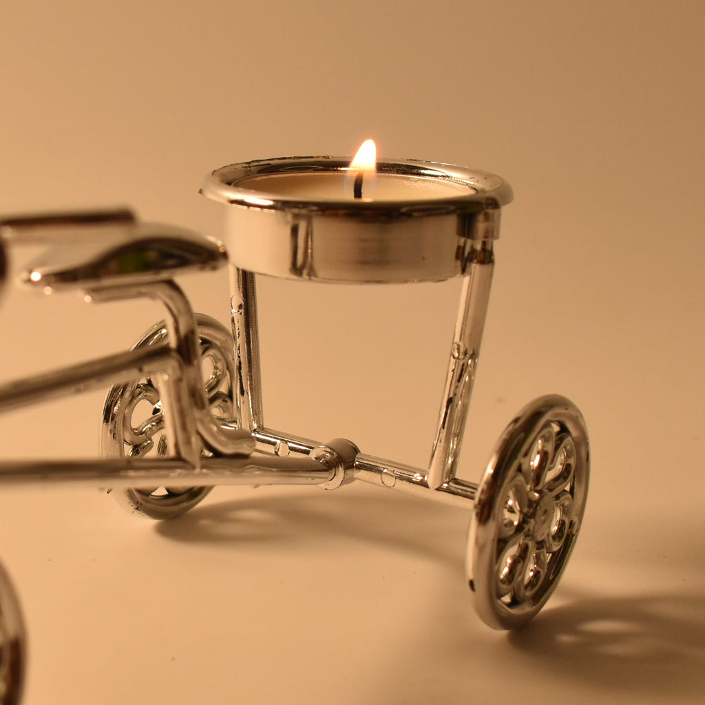 Artistic cycle tealight holder showcasing tealight diya for special occasions