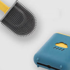 Flexible bristle toilet brush reaching all contours of the toilet bowl.