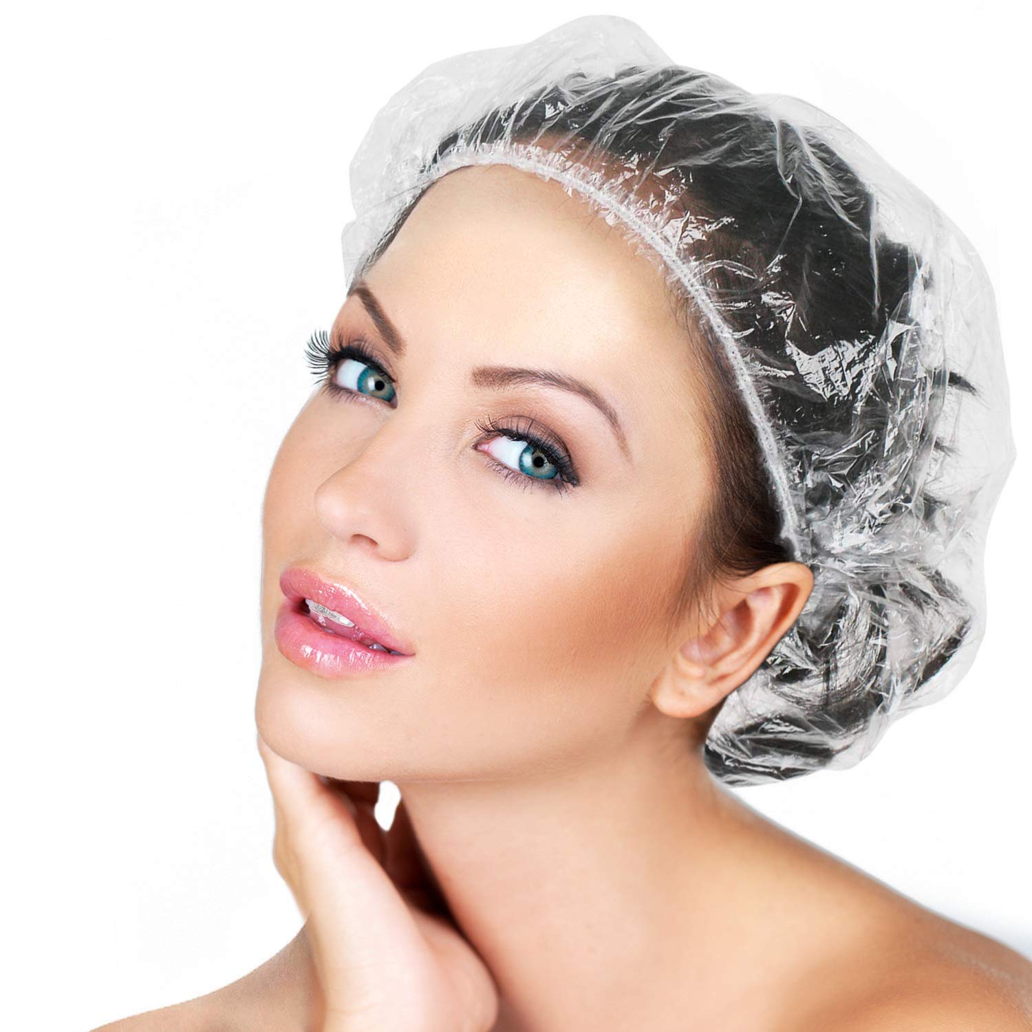 VelvaBloom large disposable shower caps, ideal for women's hair protection.