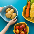 Compact and durable plastic strainer basket for Indian kitchens.