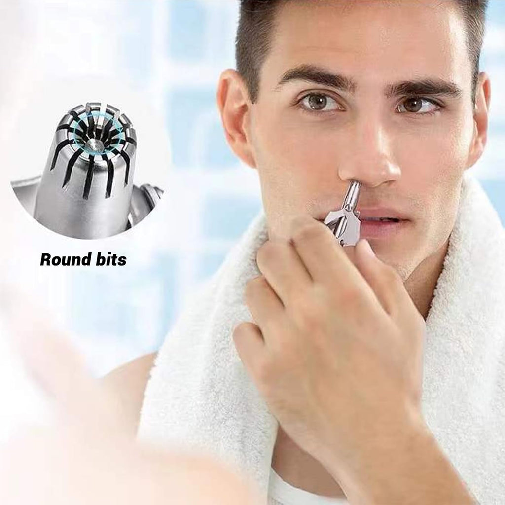 Portable manual nose hair remover showcasing its ease of use