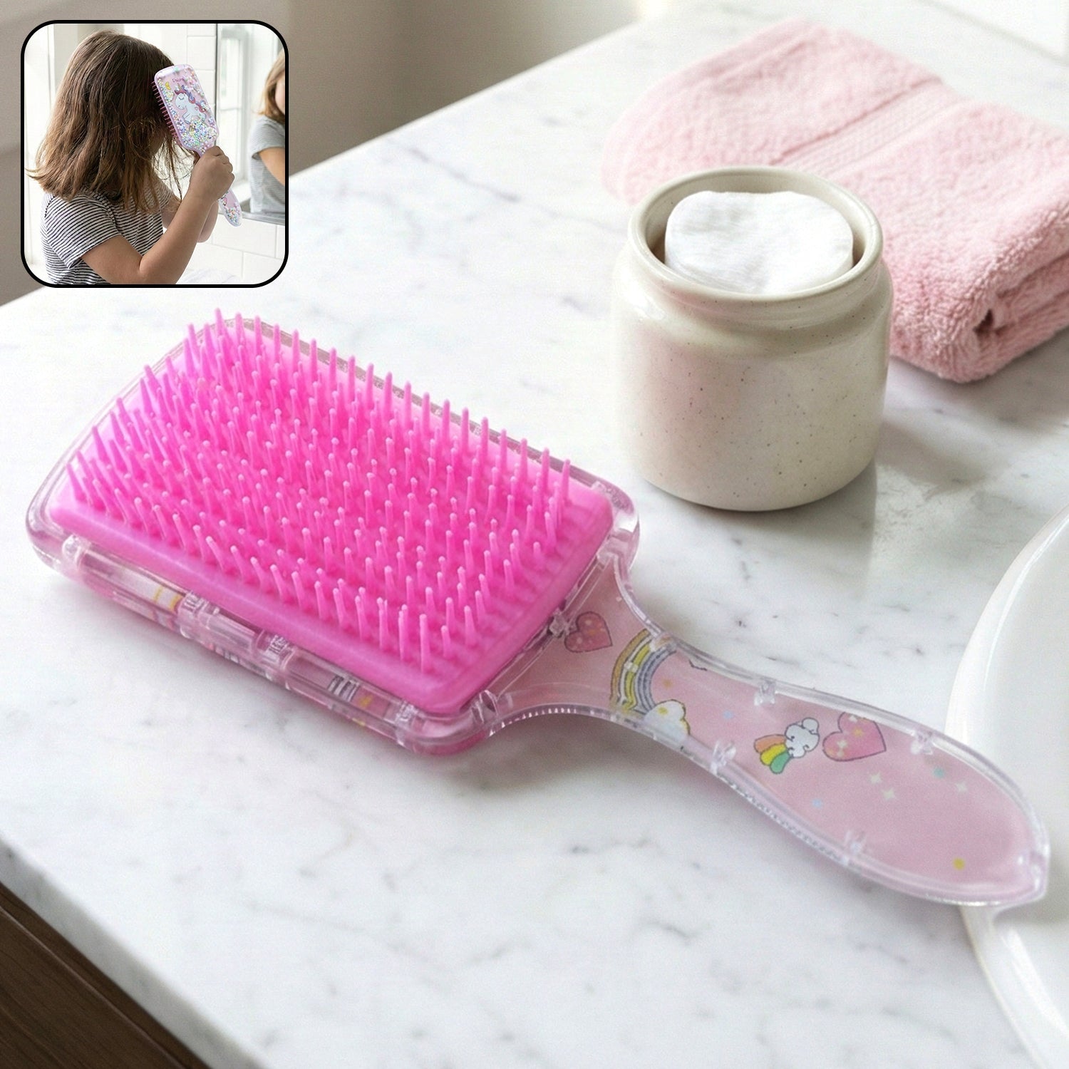 Easy-to-hold kids hair comb with gentle detangling bristles