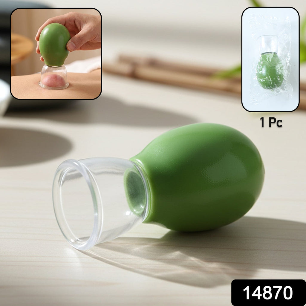 Transparent silicone body massage cup providing suction therapy for relaxation