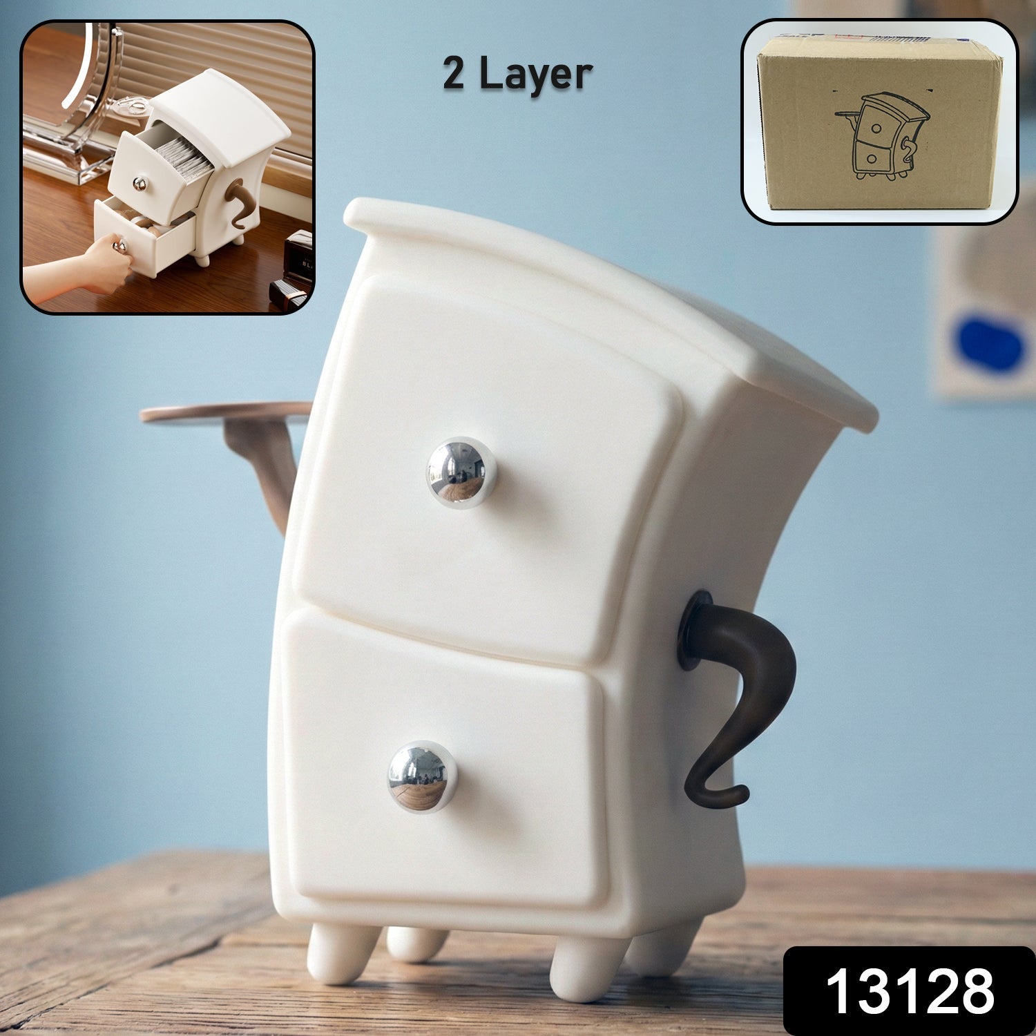 Pull-out drawers of the compact desktop storage organizer for home and office