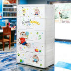 Packory kids plastic chest of 6 drawers with white finish and colourful graphics