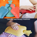 Green rubber hot water bag showing filled water