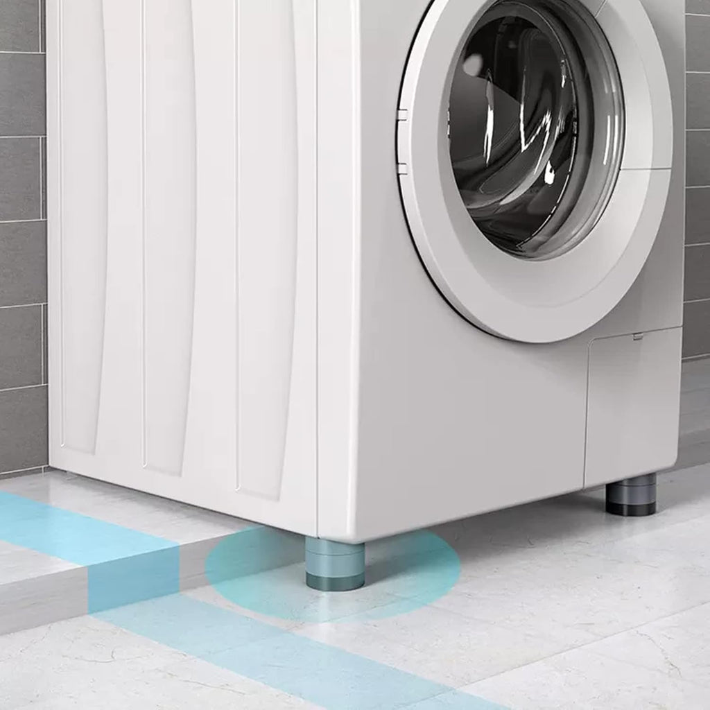 Adjustable height washing machine support pads for noise reduction