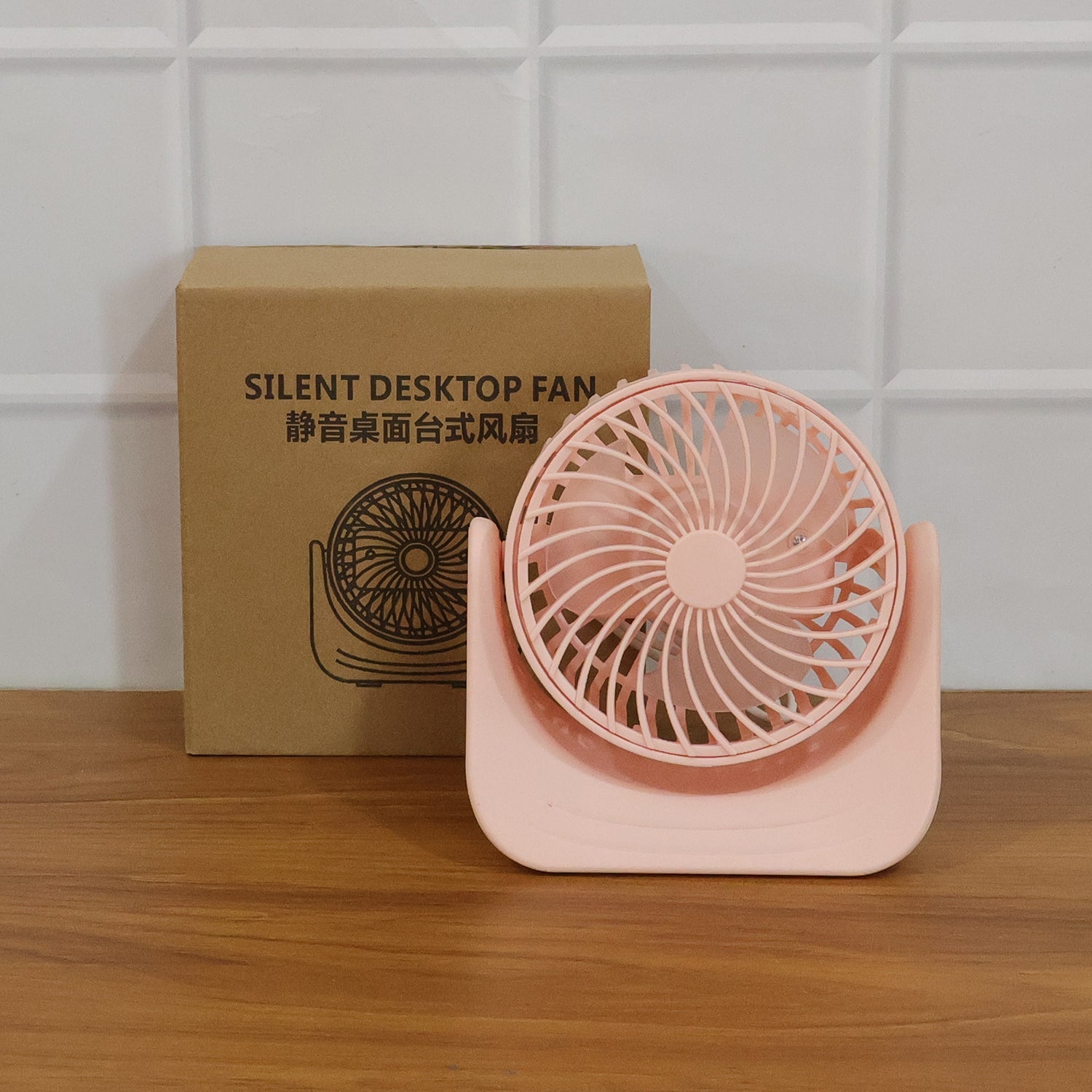 Top view showing compact size of silent mini desk fan