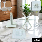Multiple waterproof rotating wall hooks organizing kitchen utensils on a white tiled wall.