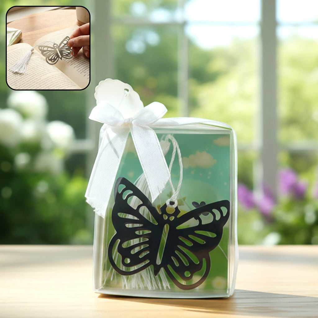 Elegant butterfly design metal bookmark with tassel for book lovers
