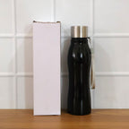 The portable stainless steel water bottle, ready for travel or gym use.