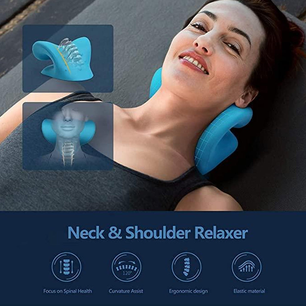 A close-up of the neck relaxer pillow highlighting its acupressure massage nodes.