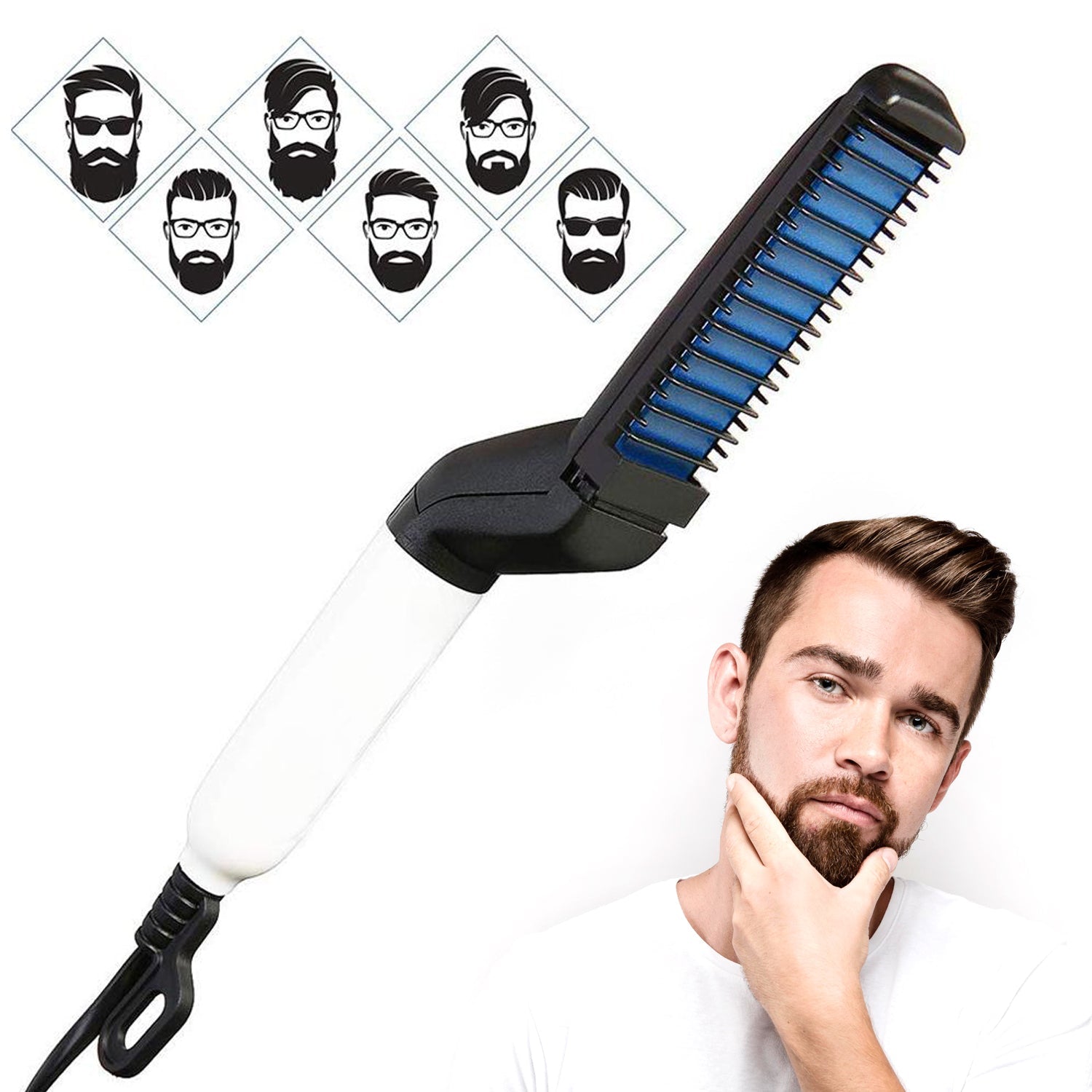 The ergonomic design of the Men's Hair & Beard Straightener, ideal for comfortable grooming.