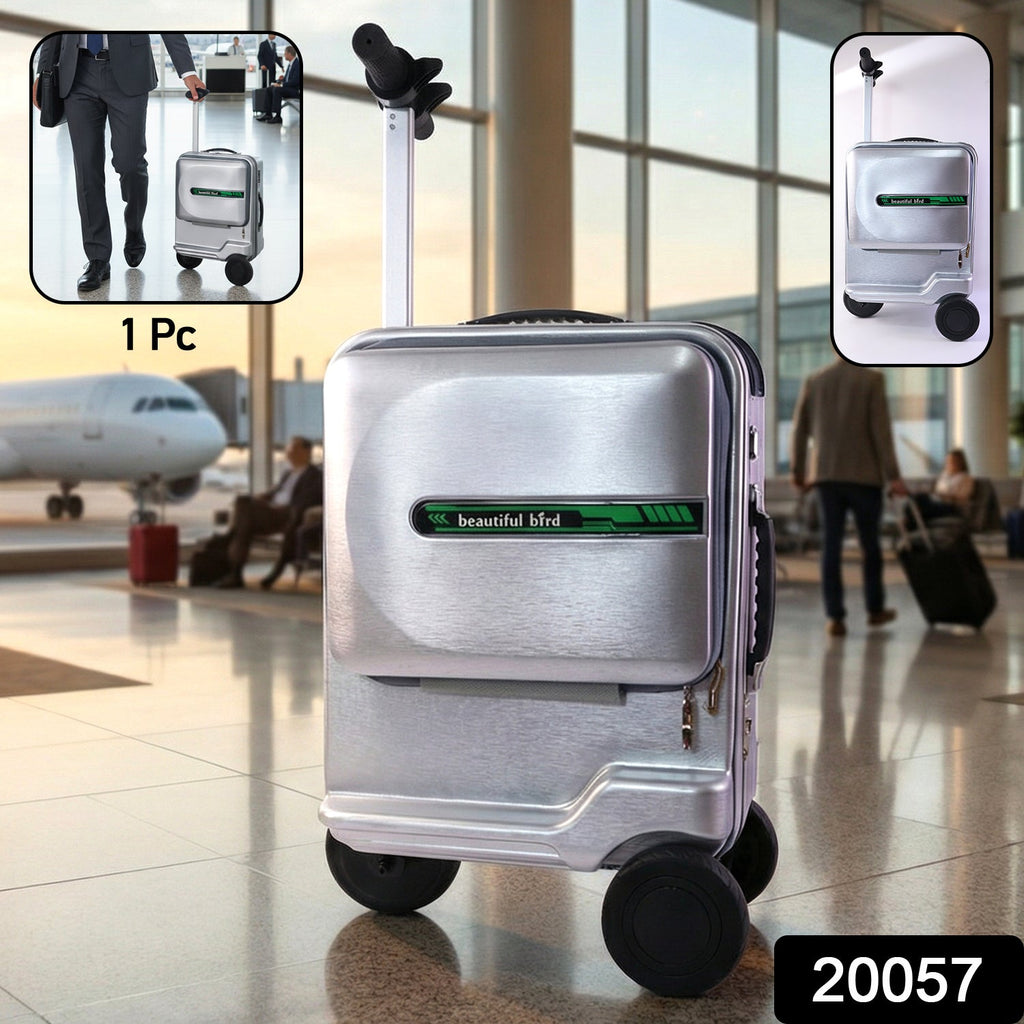 Compact scooter style travel trolley bag with integrated lock
