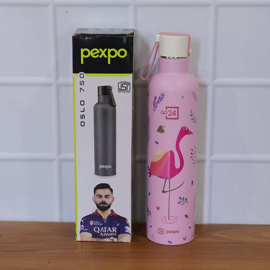 Detailed view of printed design on Pexpo Oslo Art water bottle