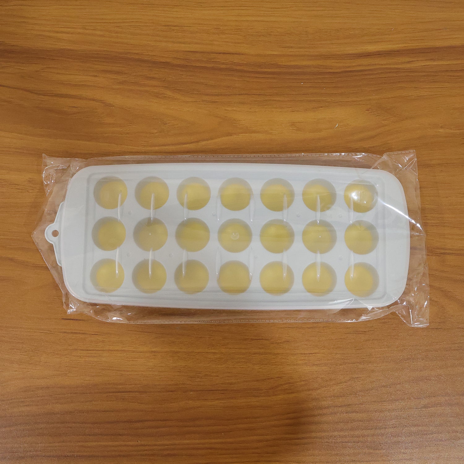 Square view of sphere ice tray with lid