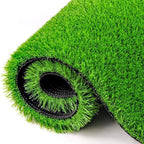 The soft synthetic grass mat positioned on a balcony floor, enhancing outdoor decor.
