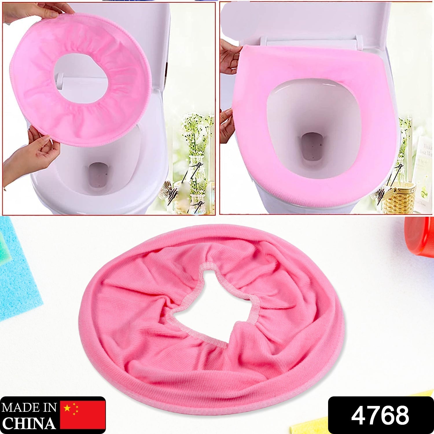 Detail shot highlighting the thick, plush texture of the toilet seat cushion for extra warmth.