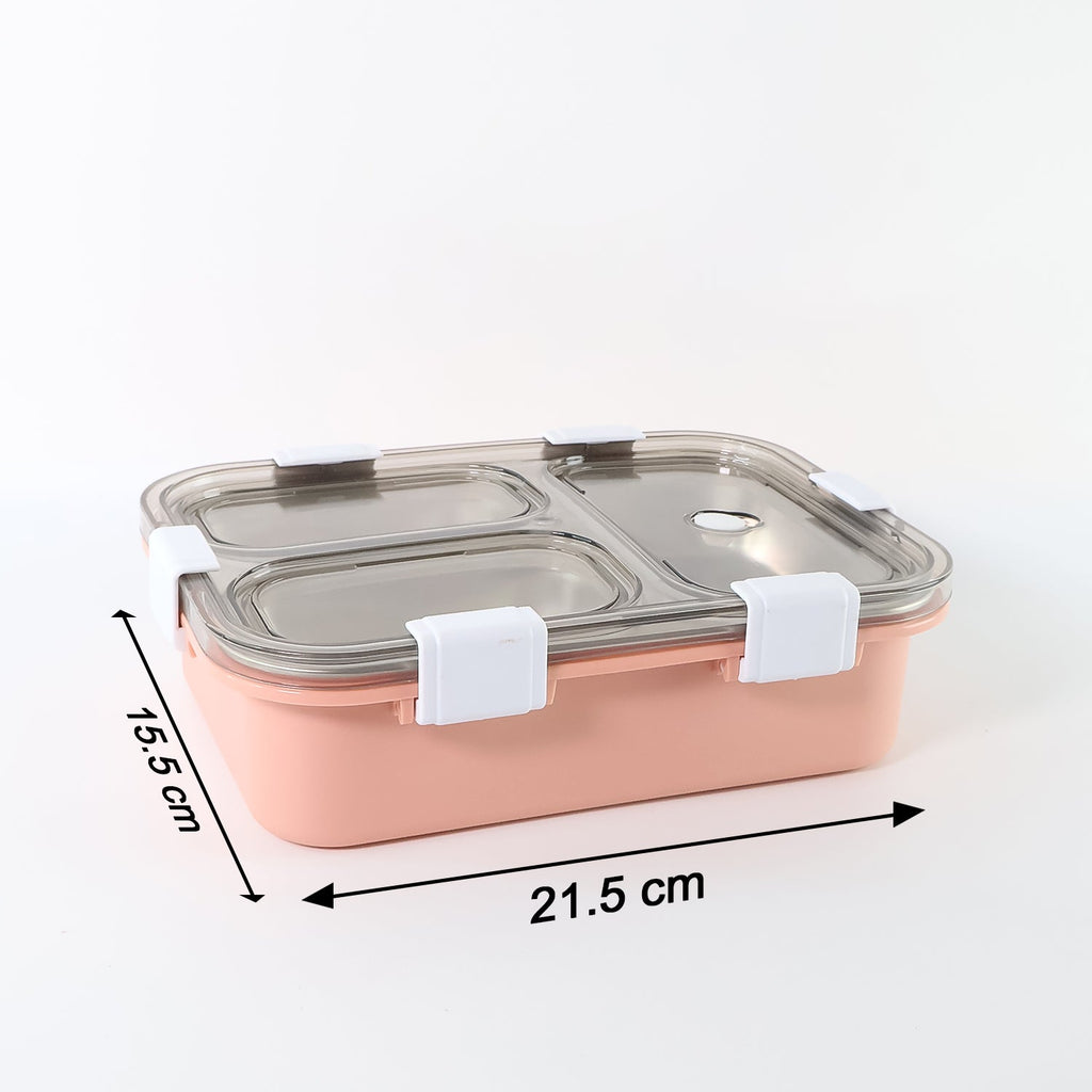 Multi-compartment lunch box, ideal for balanced office or school meals.