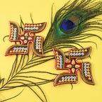 Pure acrylic Swastik decorative sticker with ornate embellishments