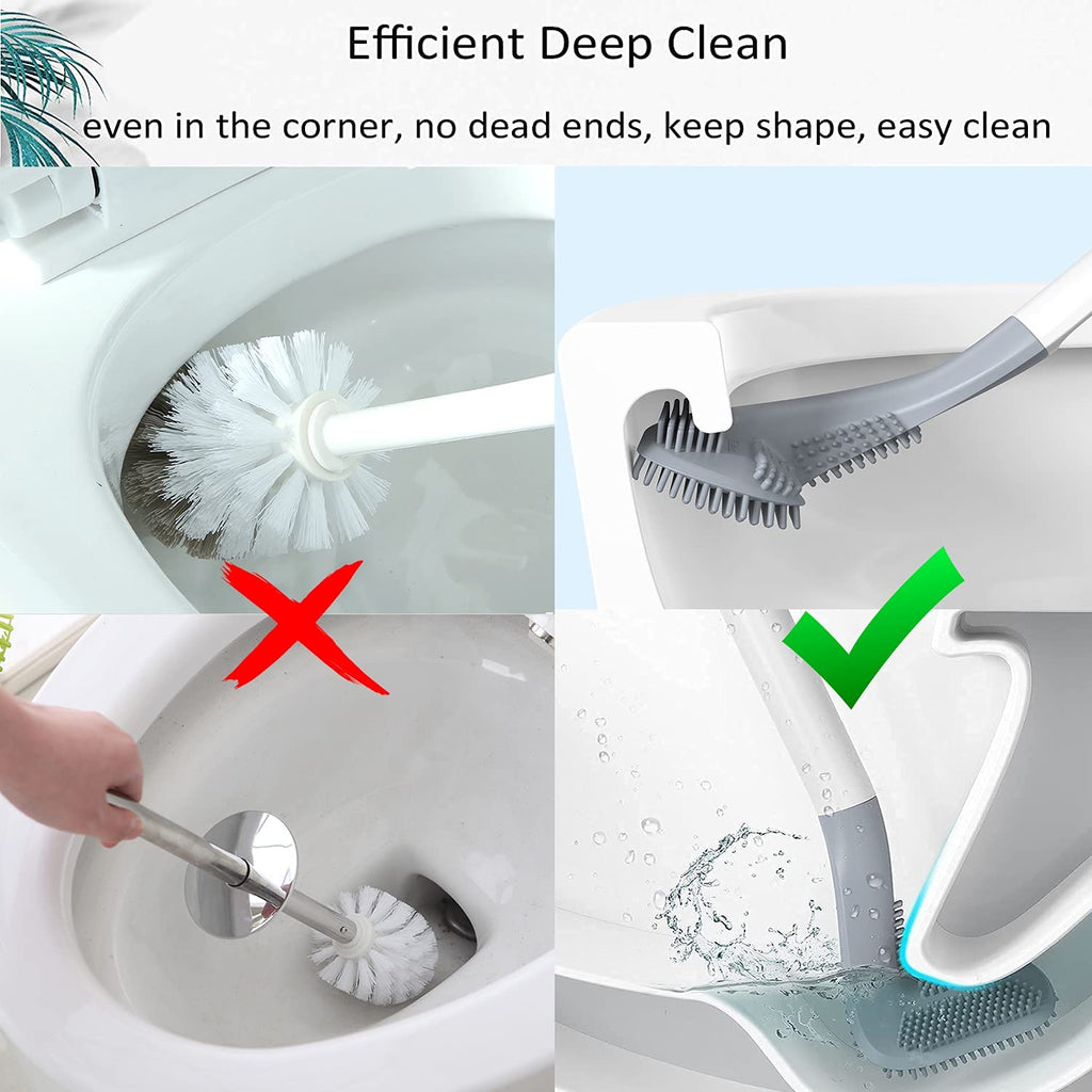 Detailed view of the non-slip handle on the golf toilet brush.