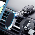 An overhead shot of the magnetic phone holder with a phone in landscape orientation.