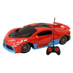 High-Speed RC Sports Car with exhaust mist effect visible from rear