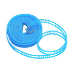 Sturdy stainless steel hooks attached to the portable clothesline rope.