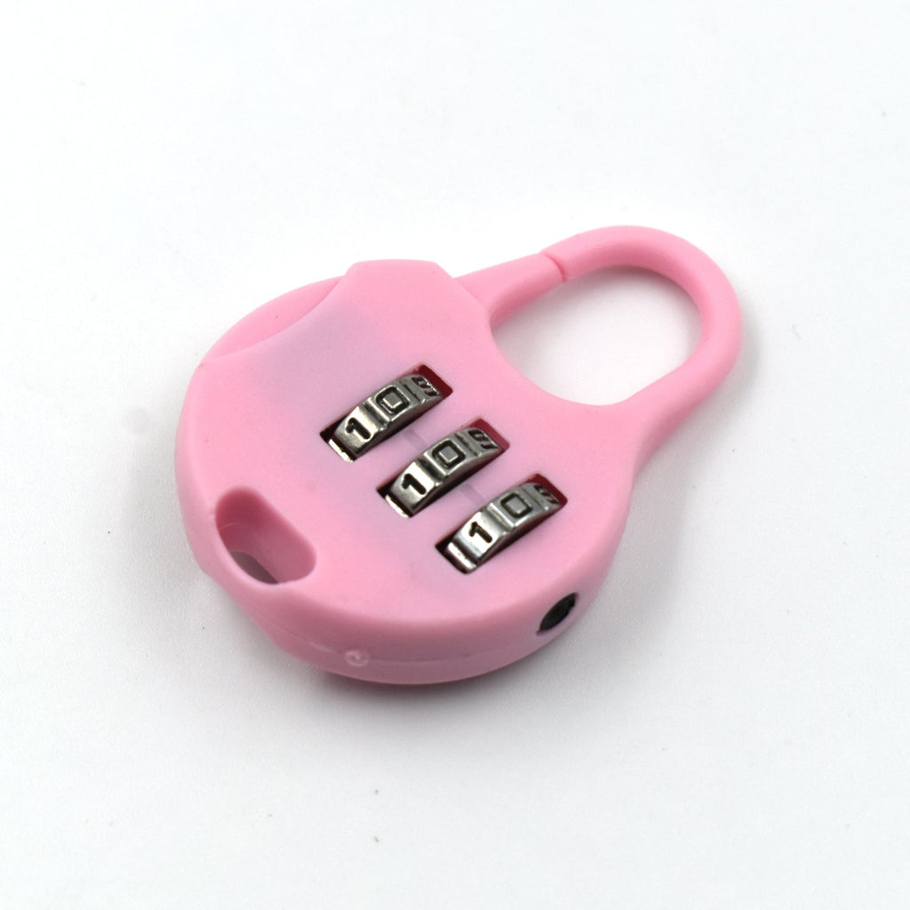 Front view of the 3-Digit Zipper Lock, highlighting the resettable combination dials.