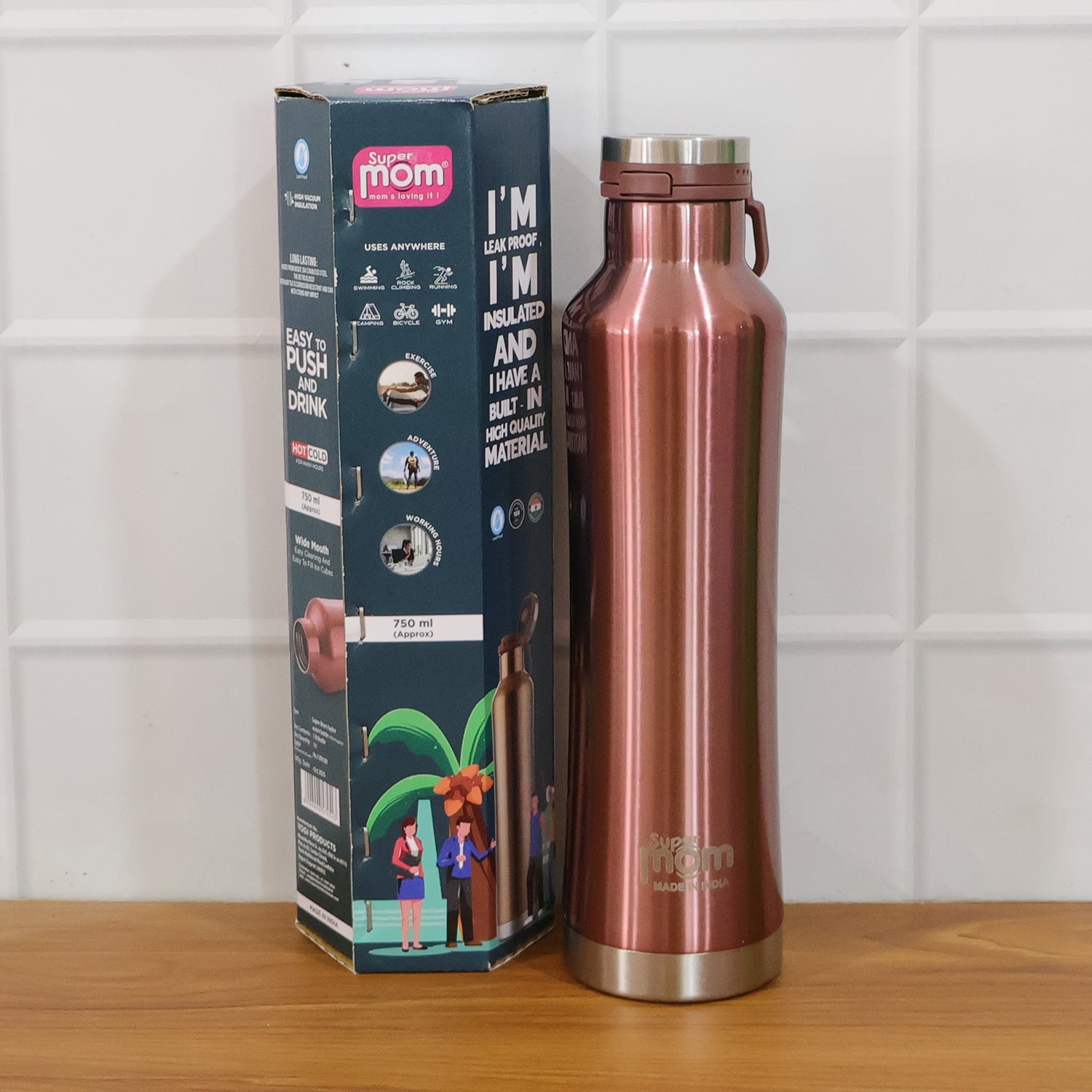 Heavy-duty stainless steel water bottle with leak-proof cap