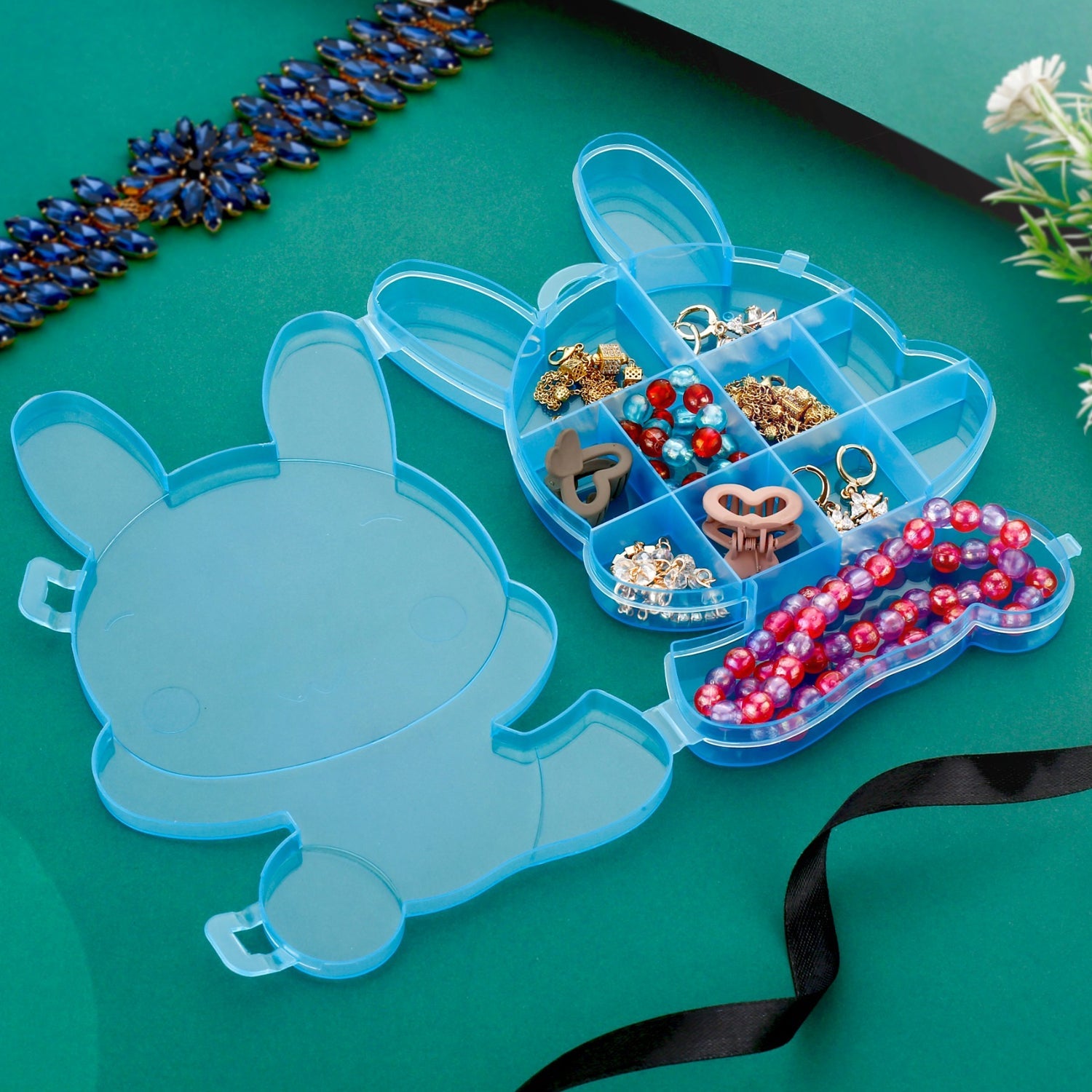 Clear storage container for small collectibles, featuring an adorable bear motif.